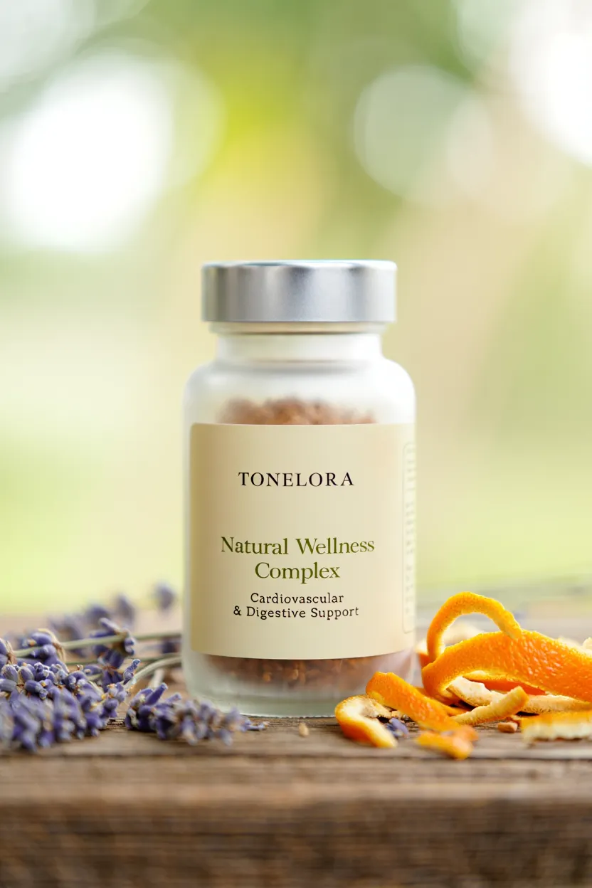 Tonelora natural wellness complex bottle with botanical ingredients for everyday wellness routines